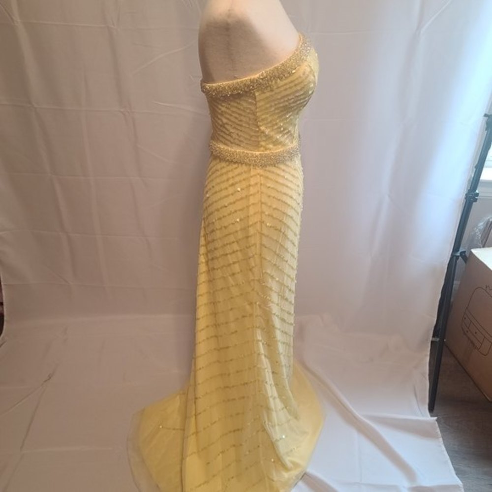 Sean Collection Fully Beaded Sequence Yellow Dres… - image 4